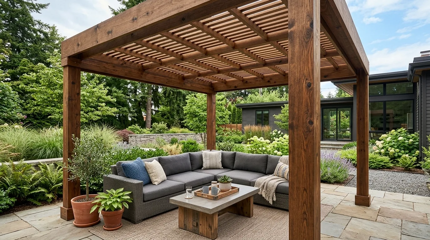 Slatted Pergola Roof for Filtered Light